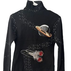 Vintage high neck beaded sweater |Size Small|